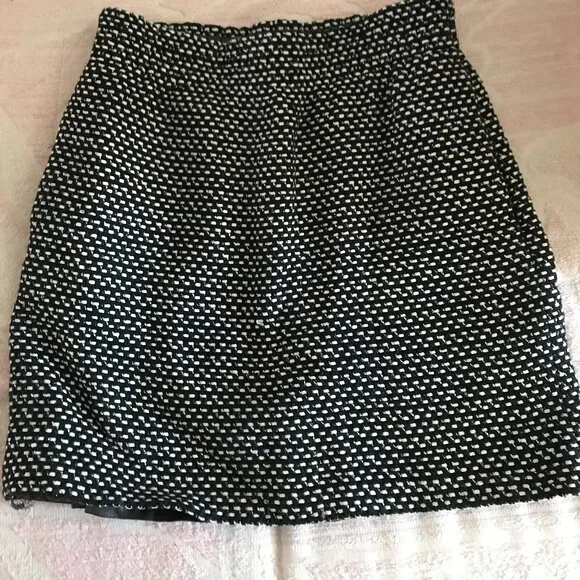 J. Crew Womens Mini Skirt Size 0 Black & White Elastic Waist - Picture 1 of 4